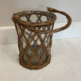 Large Glass and Wicker Candle Holder