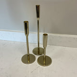 Set of 3 Gold Taper Candleholders
