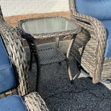 8 Piece NEW Wicker Swivel Glider Outdoor  Set w/ Blue Cushions