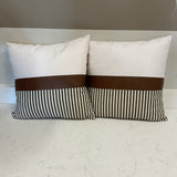 Pair of White and Brown Pillows