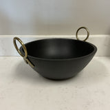 Black Bowl with Gold Handles