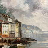 Harbour Oil with Black & Gold Frame by S. Gilianno