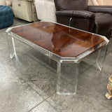 Century Walnut and Lucite Cocktail Table (Firm)