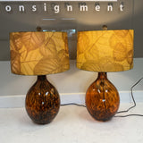 Pair of Tortoise Shell Lamps with Black Shades