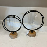 Set of 2 Metal and Wood with Glass Tubes