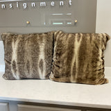Pair of Large Pottery Barn Faux Fur Pillows