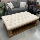 Large  Knightsbridge Tufted Linen Ottoman