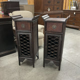Pair of Rattan Accent Cabinets (AS IS)