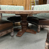 71" Round Wood Table with 4 Benches