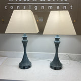 Pair of Blue Lamps with Charging Ports