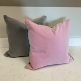 Pair of Velvet Pale Pink and Gray Pillows