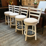 Set of 4 Ladder Back White & Gray Barstools