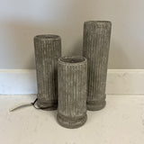 Set of 3 Gretta Gray Candle Pillars (25778)