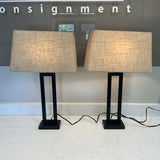 Pair of Black Metal Lamps