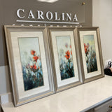 Set of 3 Vertical Framed Floral Prints