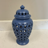 Blue Ming Cross Vase with Lid