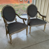Pair of Gray Linen Accent Chairs
