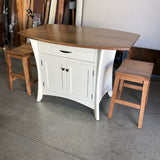 Amish Made Island with 2 Wooden Bar Stools