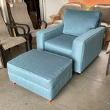 Newly Reupholstered Restoration Hardware Chair & Ottoman
