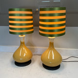 Pair of Green and Yellow Lamps (As Is)