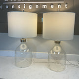 Pair of Seeded Glass Lamps
