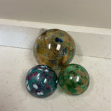 Set of 3 Multicolored Glass Orbs