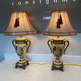 Pair of Floral Urn Lamps