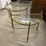 Pair of Demilune Glass End Tables