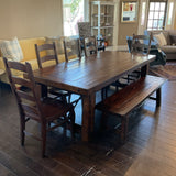 Pottery Barn Benchwright Table with 2 Leaves, 5 Chairs and Bench