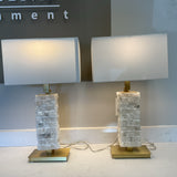 Pair of "Machar" Marble and Brass Lamps