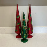 Set of 3 Festive Glass Trees (AS IS)