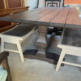 Hampton Outdoor by Arhaus Table, 2 Benches and 2 Chairs (R)