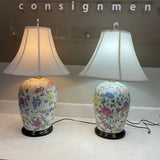 Pair of Floral Ginger Jar Lamps