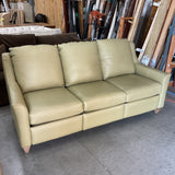 Bassett Power Reclining Green Leather Sofa