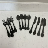 12 Piece Black Matte Cutlery