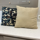 Pair of Navy Swirl Pillows w/Tan Back