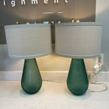 Pair of Teal Glass Lamps