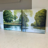 Pair of Meadow and Stream Canvases