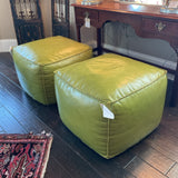 Lee Industries Green Leather Ottoman