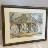 South African Lanzerac Hotel Watercolor