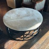 Gray Ottoman with Black Metal Base