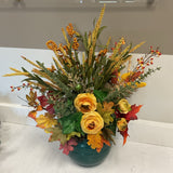 Fall Arrangement in Green Vase