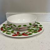 Holly Bowl with Platter