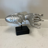 Silver Fish on Stand As Is