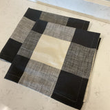 Pair of Euro Black & Cream Checkered Pillow Shams