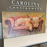 Highland Cow on Sofa Canvas