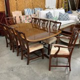 Dining Table with 8 Chairs, 2 Leaves   As Is