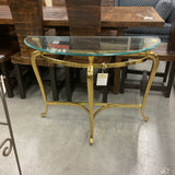Demilune Glass & Brass Table