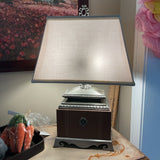 Leather and Brush Silver Lamp