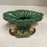 Majolica Bunny Pedestal Bowl